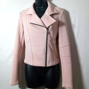 Express Pink Cropped Moto Jacket Size Small Zip Up